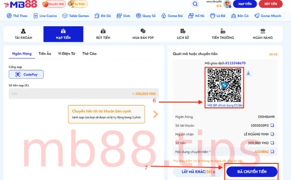 nạp tiền MB88